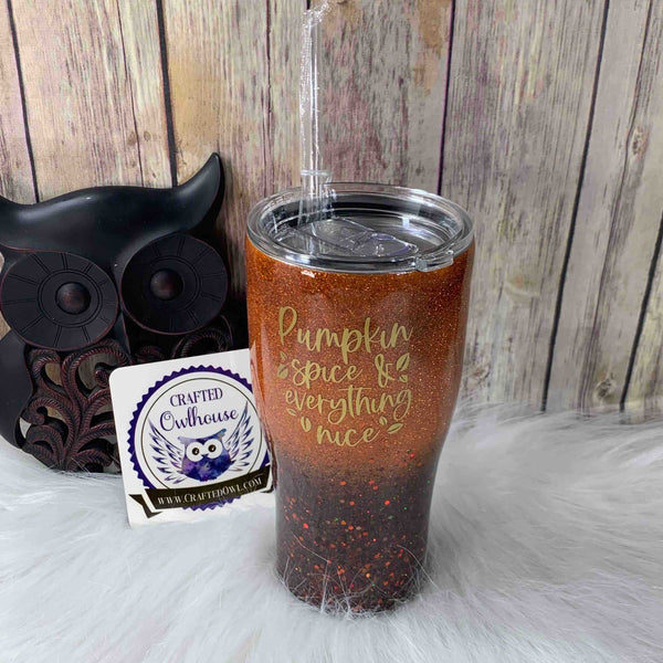 30 oz. Curved Pumpkin Spice Fall Autumn Tumbler