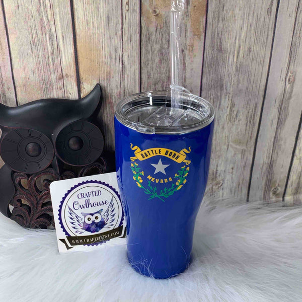 30 oz. Curved Blue Nevada State Flag Tumbler