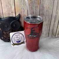 30 oz. Curved Glitter Wrangler Hockey Red Tumbler