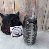 25 oz. Black Silver Hydro Dip Raiders Football Barrel Tumbler