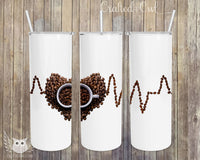 Coffee Heart Beat 20 oz. Skinny Full Color Stainless Steel Tumbler