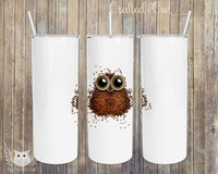 Coffee Owl 20 oz. Skinny Full Color Stainless Steel Tumbler