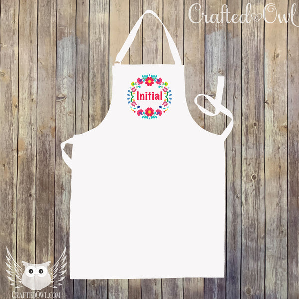 Fiesta Colorful Wreath Initial Personalized Apron