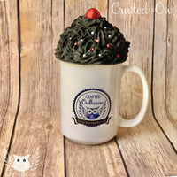 Mug Topper - Black whip with Silver and Red Decorations with Red Top, Aces / Rebels Inspired