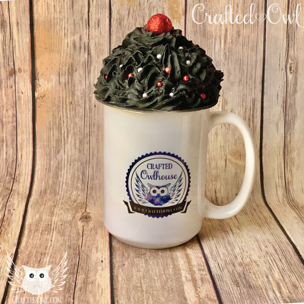 Mug Topper - Black whip with Silver and Red Decorations with Red Top, Aces / Rebels Inspired