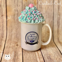 Mug Topper - Blue Whip with Blue, Pink and Purple Sprinkles, Pink Top