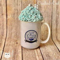 Mug Topper - Blue Whip with Silver Decorations with Silver Top and Snowflake