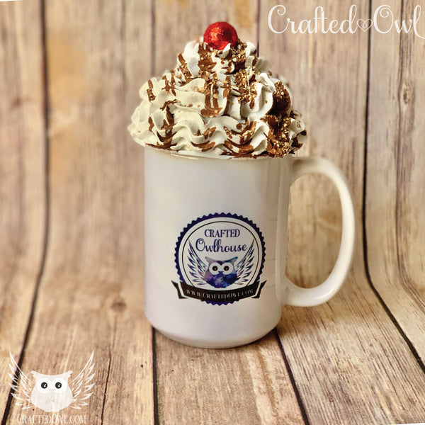 Mug Topper - White Whip with Chocolate Drizzle with Nuts and Cherry