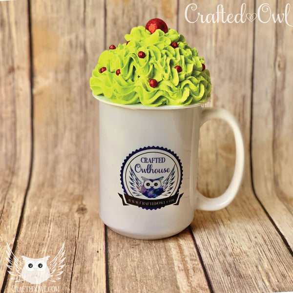 Mug Topper - Green Whip with Red Decorations and Top, Grinch Inspired