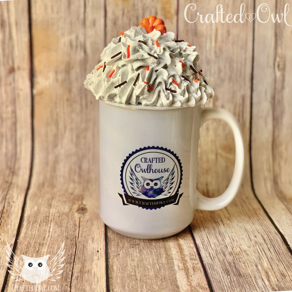 Mug Topper - White Whip with Orange and Brown Sprinkles with Pumpkin, Pumpkin Spice