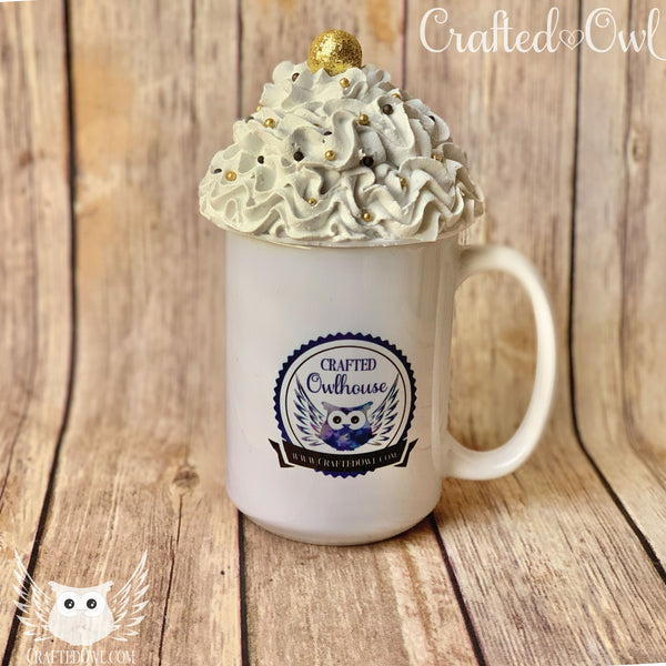 Mug Topper - White Whip with Black and Gold Decorations with Gold Top, VGK Inspired