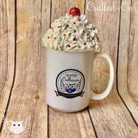 Mug Topper - White Whip with Red Silver and Gold Decorations and Red Top, VGK Inspired