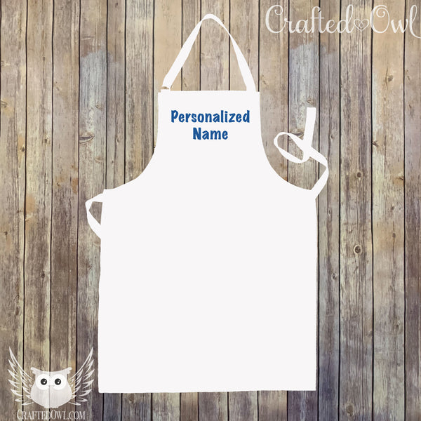 Personalized Custom Name White Adult Apron