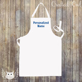 Personalized Glitter Custom Name White Adult Apron