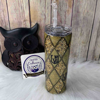 20 oz. Gold Glitter Argyle VGK Hockey Skinny Tumbler