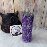 20 oz. Purple Glitter Argyle Skinny Tumbler