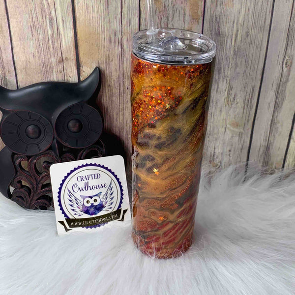 30 oz. Orange Brown Glitter Milky way Skinny Tumbler