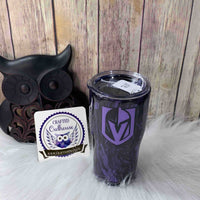 20 oz. Black Purple Glitter Curved VGK Hockey Tumbler